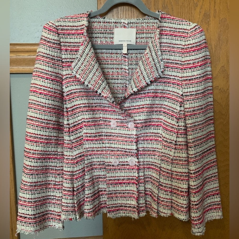 Rebecca Taylor Tweed Pleated Blazer